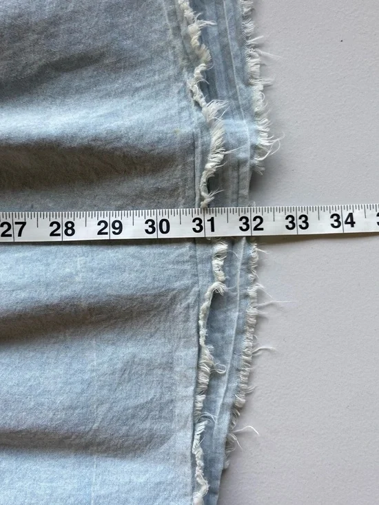 POL chambray Denim Babydoll Mini Dress Sz Medium Tiered Colorblock Overs - Picture 12 of 13